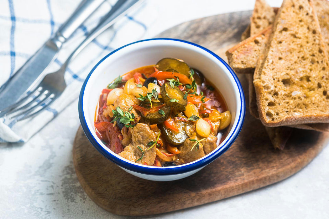 Piquant Pork Stew with Toasted Ciabatta