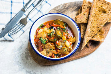 If desired, spread the ciabatta with butter and roast in a dry pan until crispy. Serve the pork stew with toasted ciabatta.



Bon Appetit!
