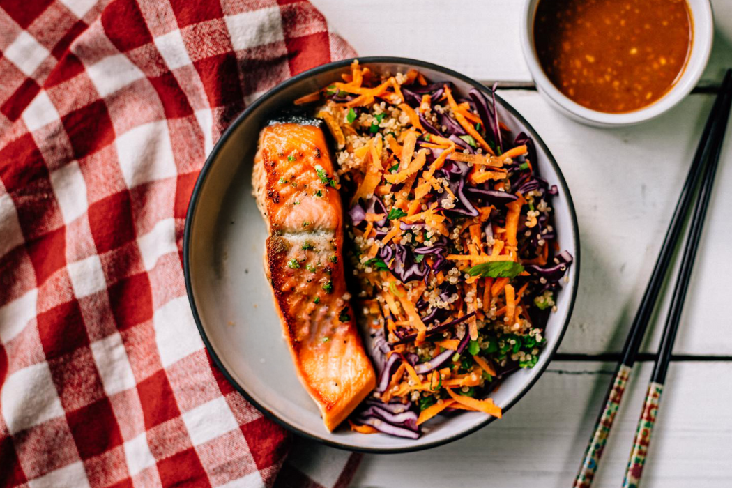 Salmon Fillet in Soy Honey Marinade with Asian-Style Quinoa